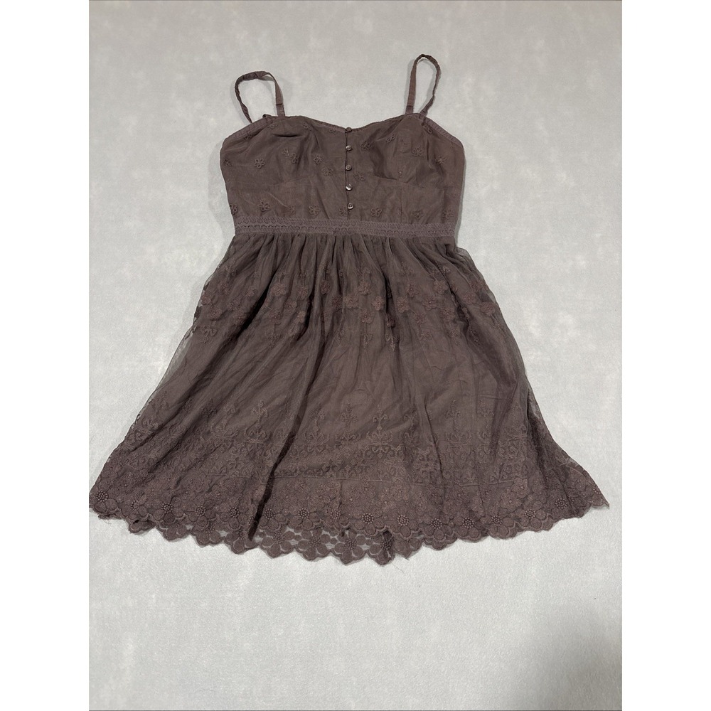 Y2K American Eagle Corset Milkmaid Dress Lace Smocked Buttons Coquette Size M